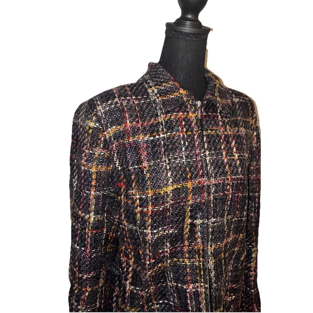 Coldwater Creek Large (14-16) Full Zip Multicolor Tweed Bouclé Blazer Jacket